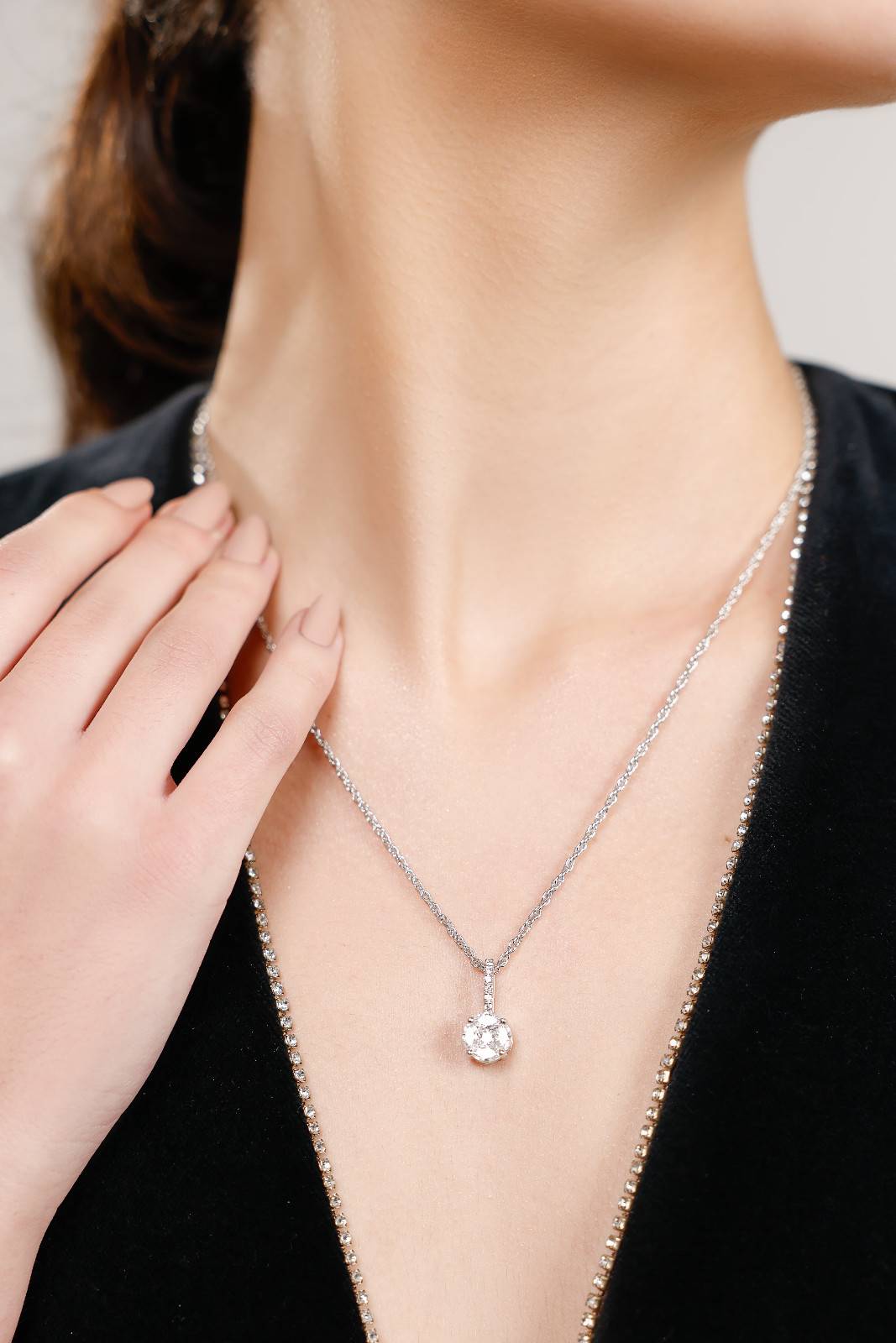 Silver Glow Drop Necklace